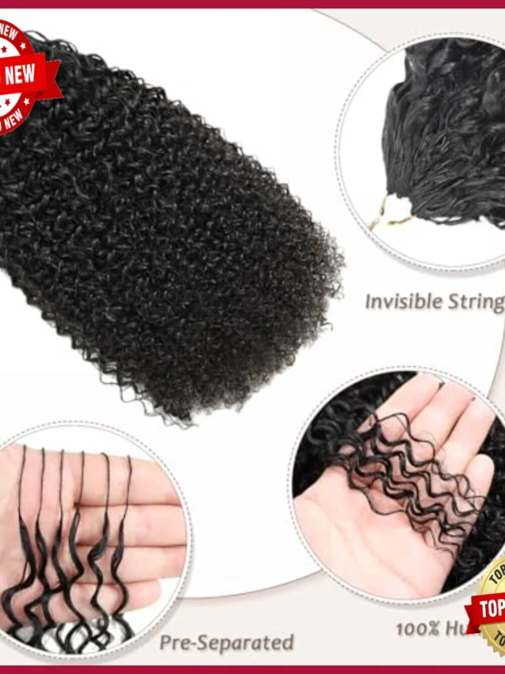 Human Hair Extensions 18 Inch Kinky Curly Crochet Braiding 110g